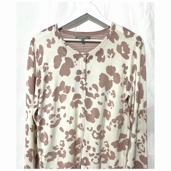 Daniel Rainn Jude Contrast Cuff Button Front Cardigan Pink Ivory Women's Large - Picture 4 of 12